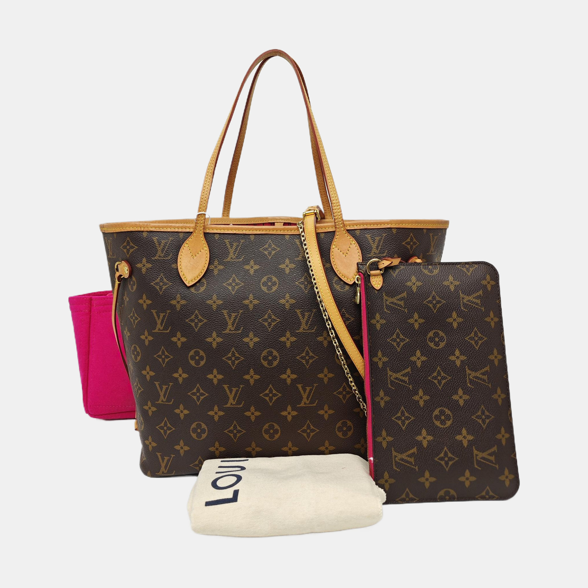 NEVERFULL MM Monogram Coated Canvas Brown