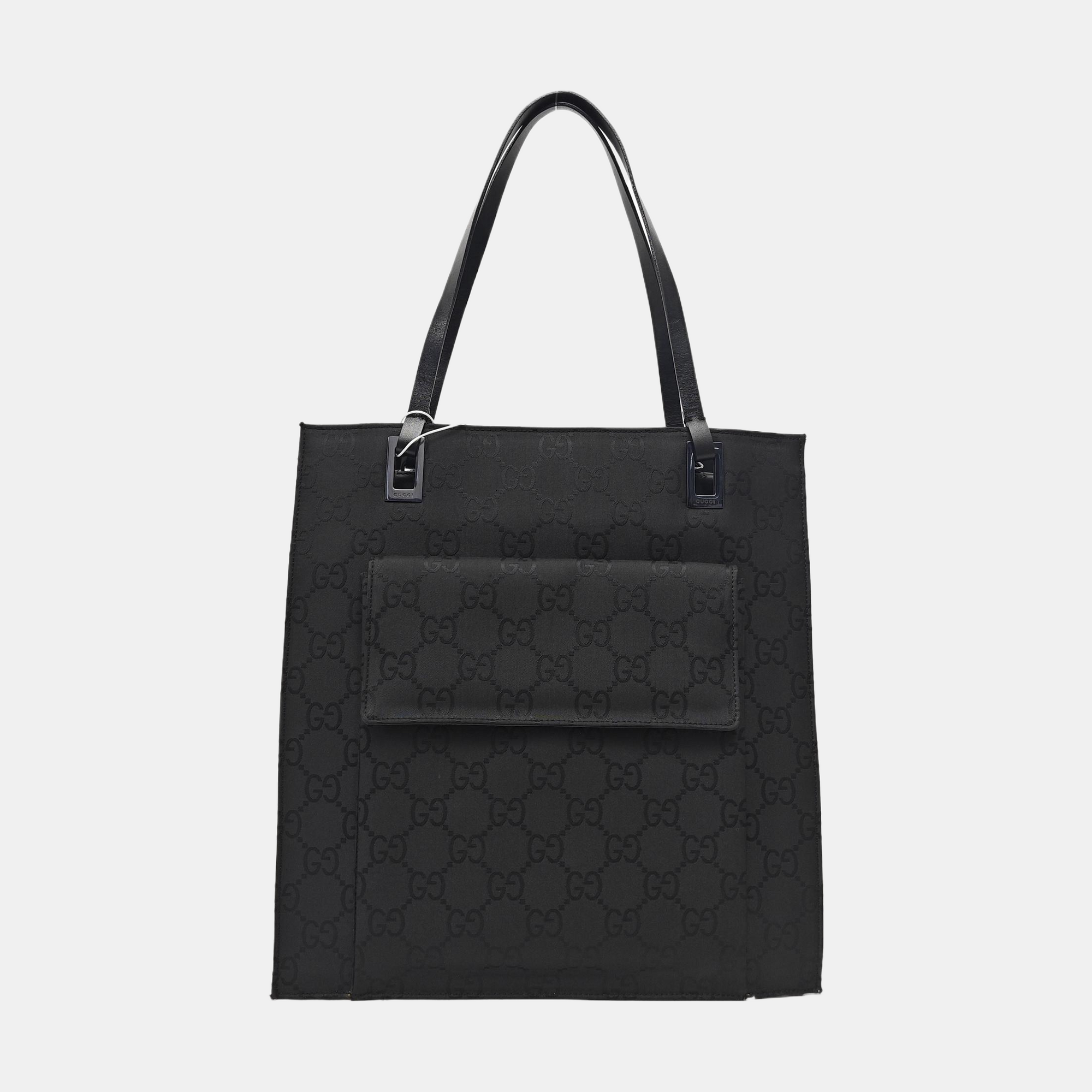 Monogram Fabric Tote Bag Black