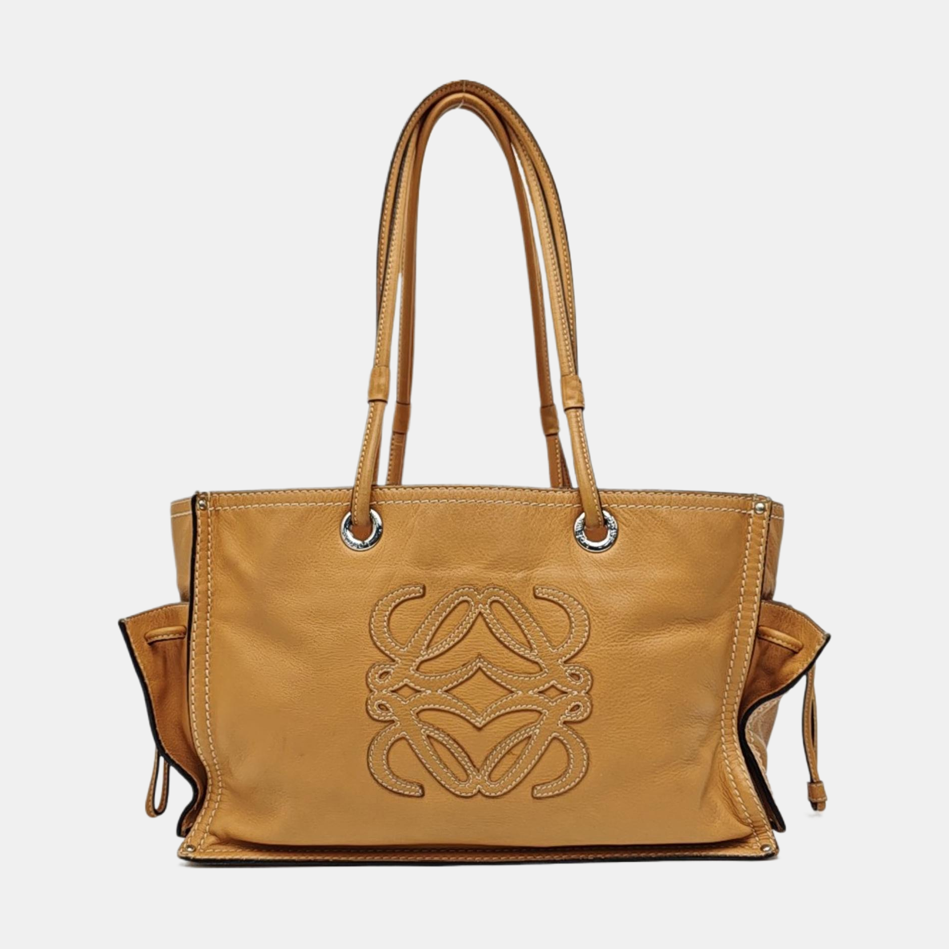 Calfskin Top Handle Bag Brown