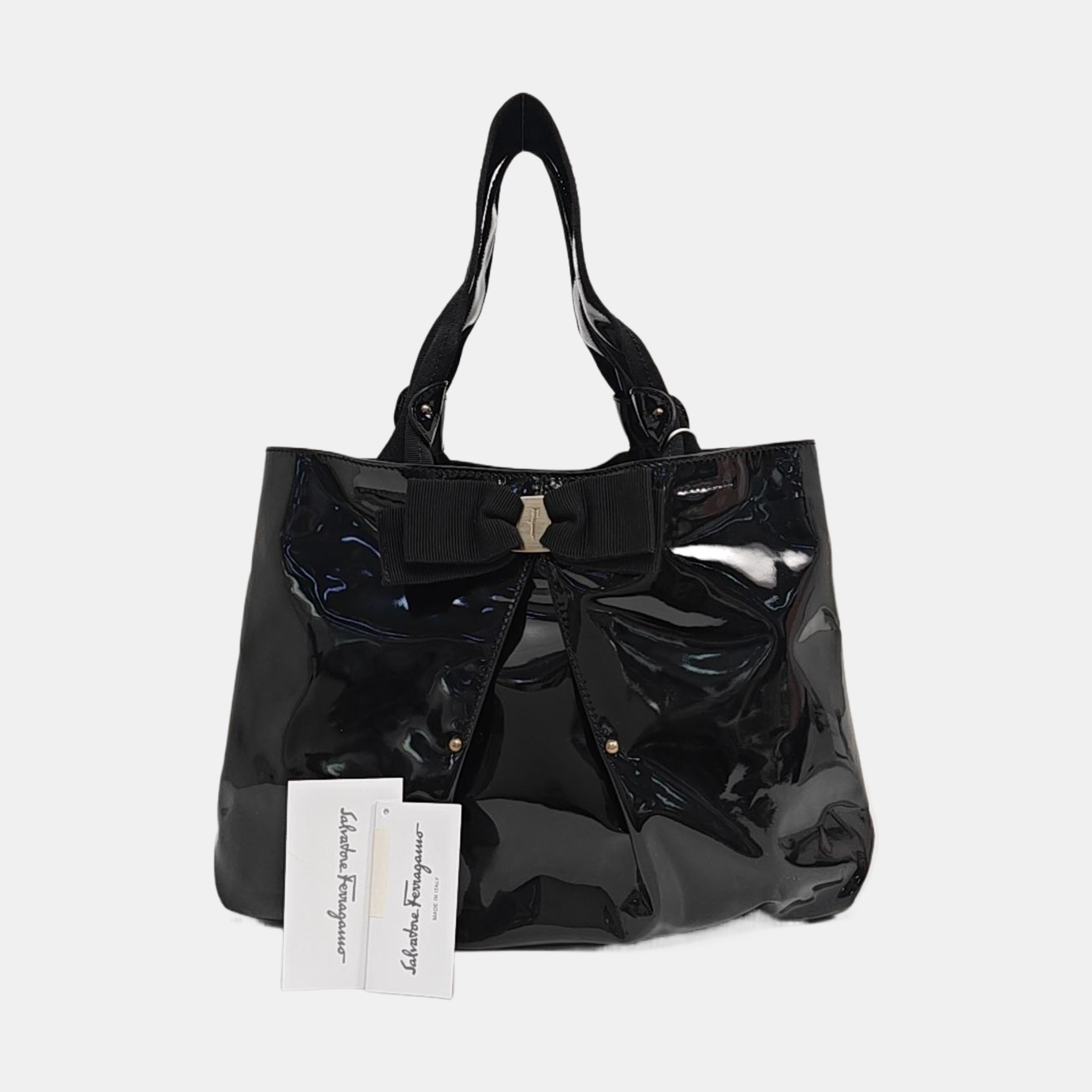 Patent Leather Tote Bag Black