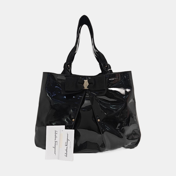 Patent Leather Tote Bag Black