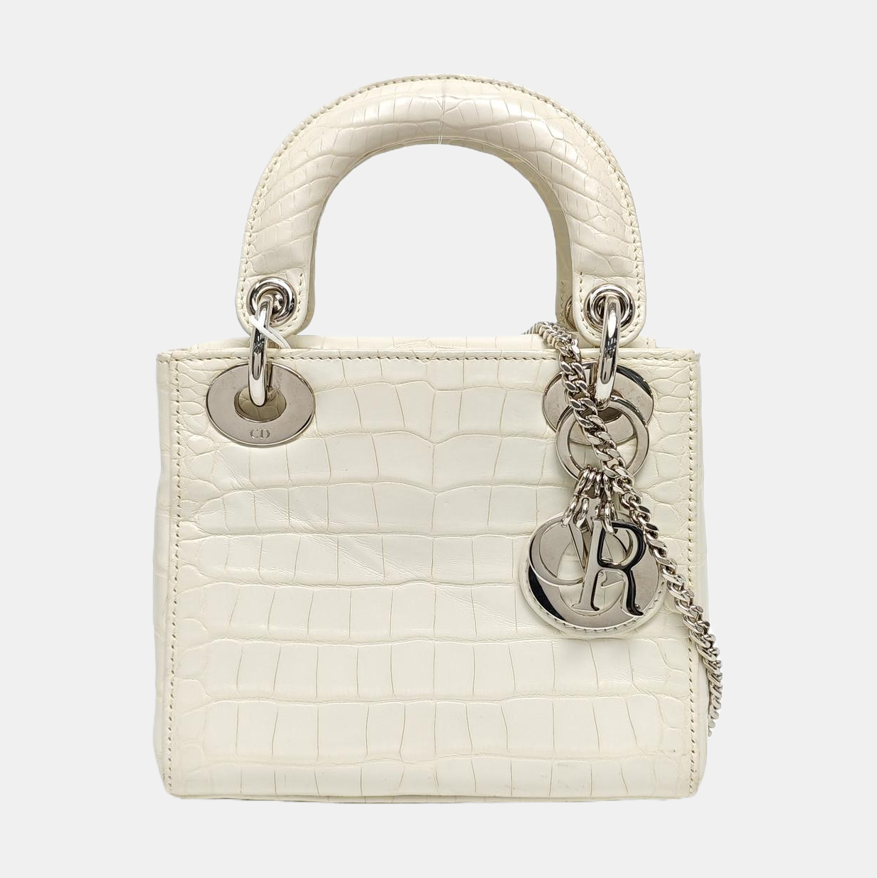Lady Dior Mini Crocodile White