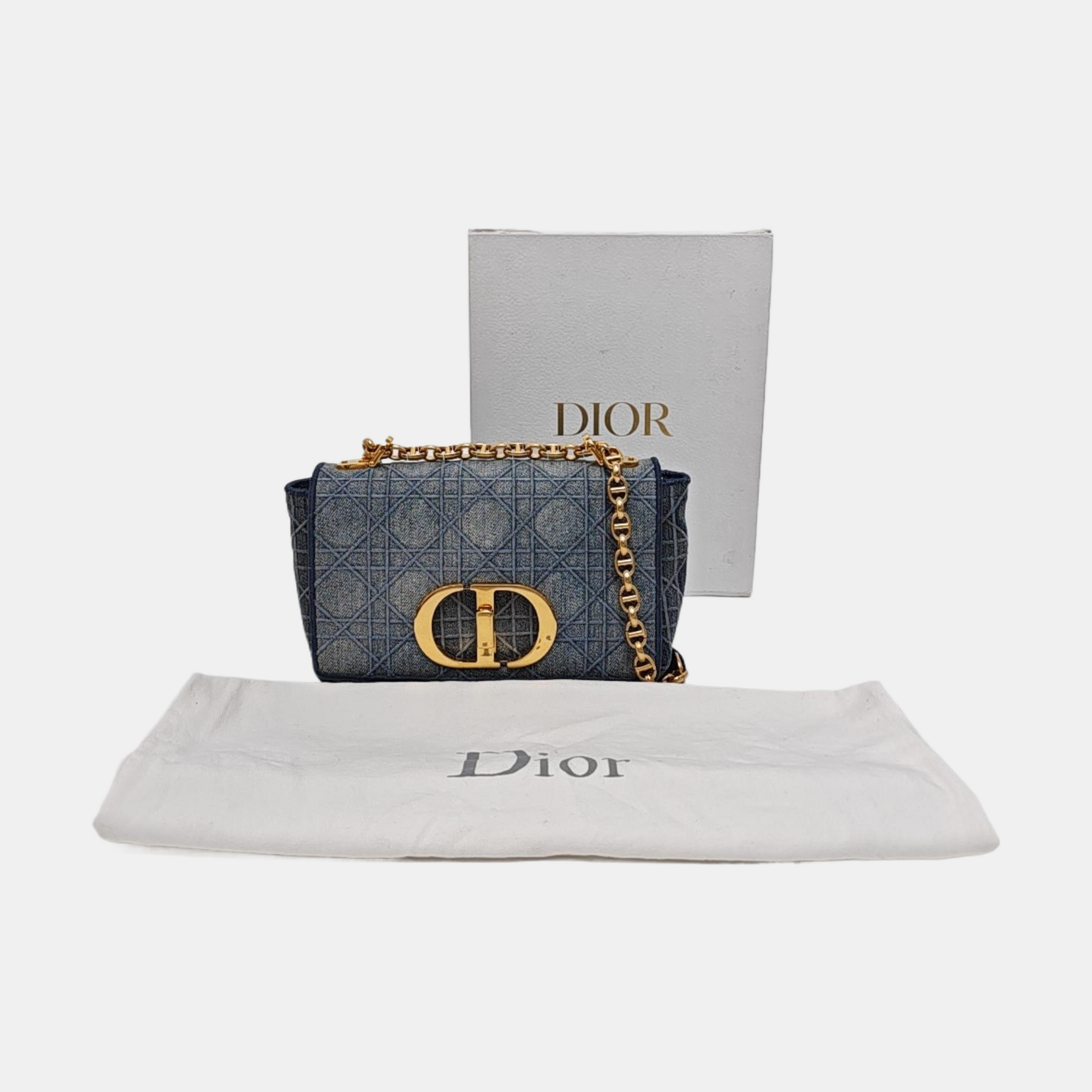Dior Caro Small Cannage Denim Blue
