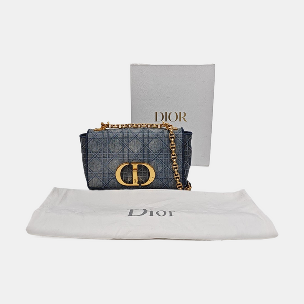 Dior Caro Small Cannage Denim Blue