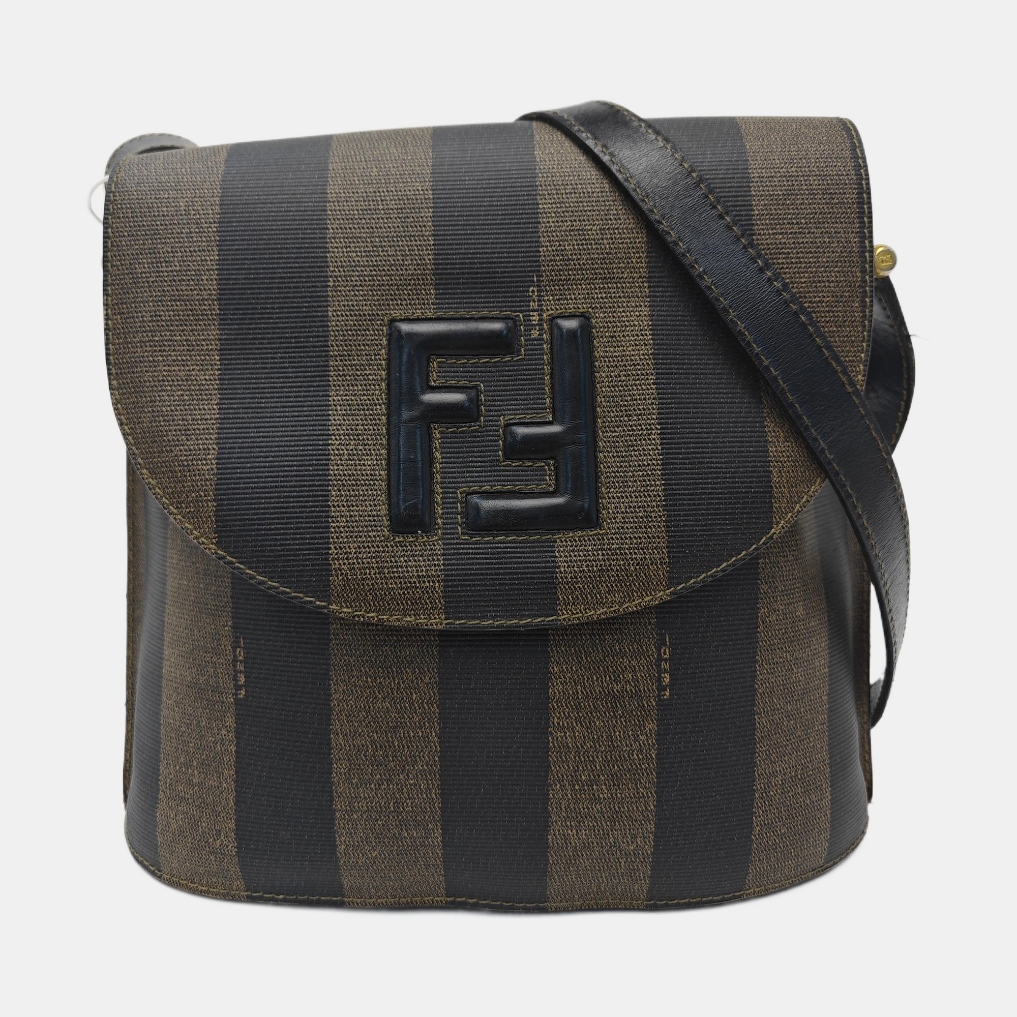 Coated Canvas Shoulder Bag Brown