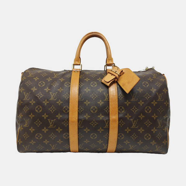 KEEPALL 45 Monogram Coated Canvas Brown