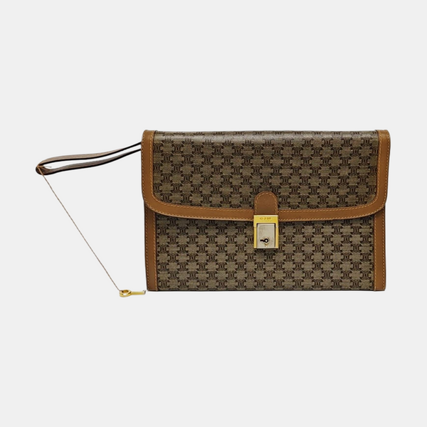 Coated Canvas Clutch Medium Brown