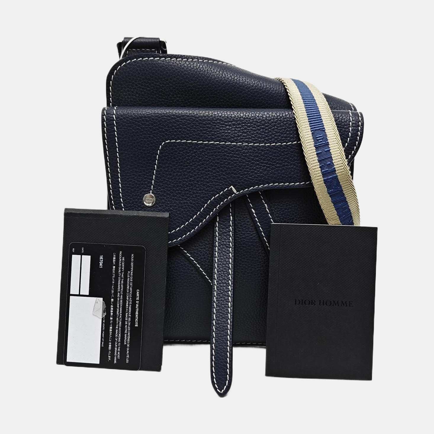 Authenticated pre-owned  Saddle Calfskin Blue - Crossbody Bag at Looply