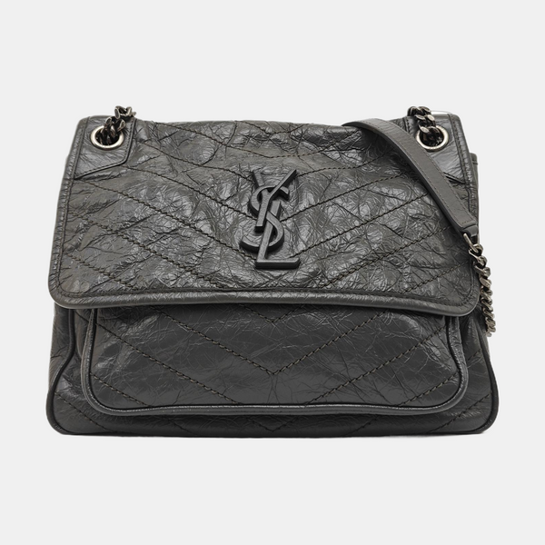 NIKI Medium Chevron Calfskin Gray