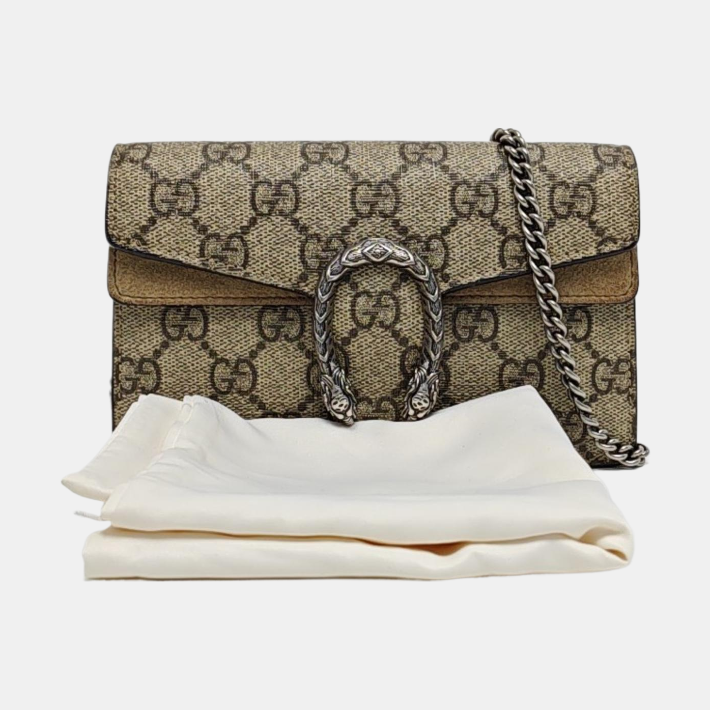 Dionysus Super Mini Monogram Coated Canvas Beige