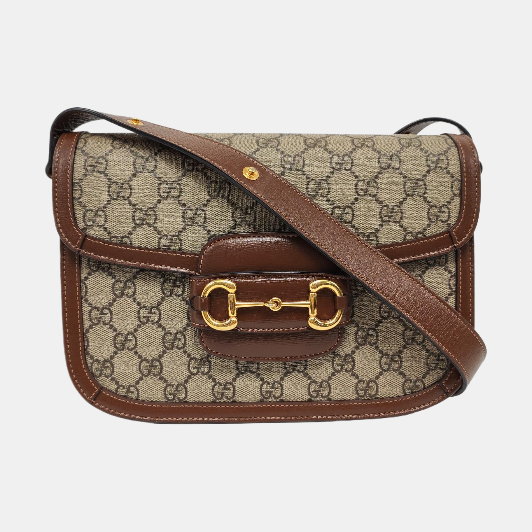 Horsebit 1955 Medium Monogram Coated Canvas Beige