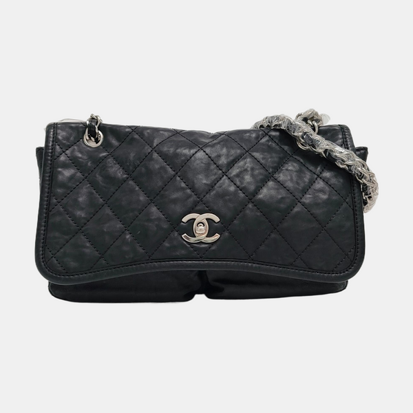 Medium Quilted Calfskin Black