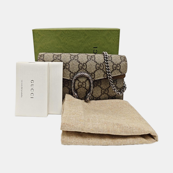 Dionysus Super Mini Monogram Coated Canvas Beige