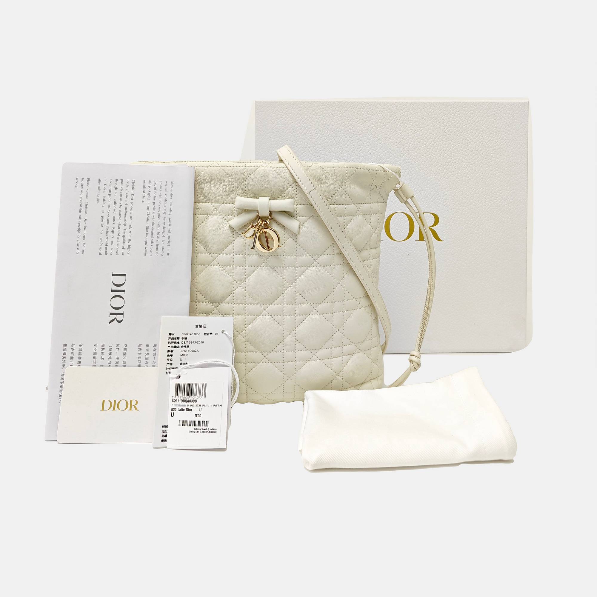 Cannage Lambskin Shoulder Bag Mini White