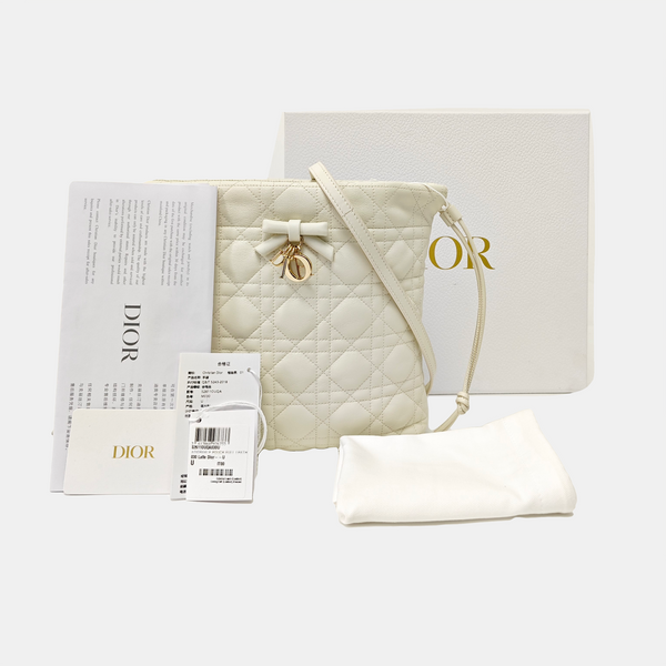 Cannage Lambskin Shoulder Bag Mini White