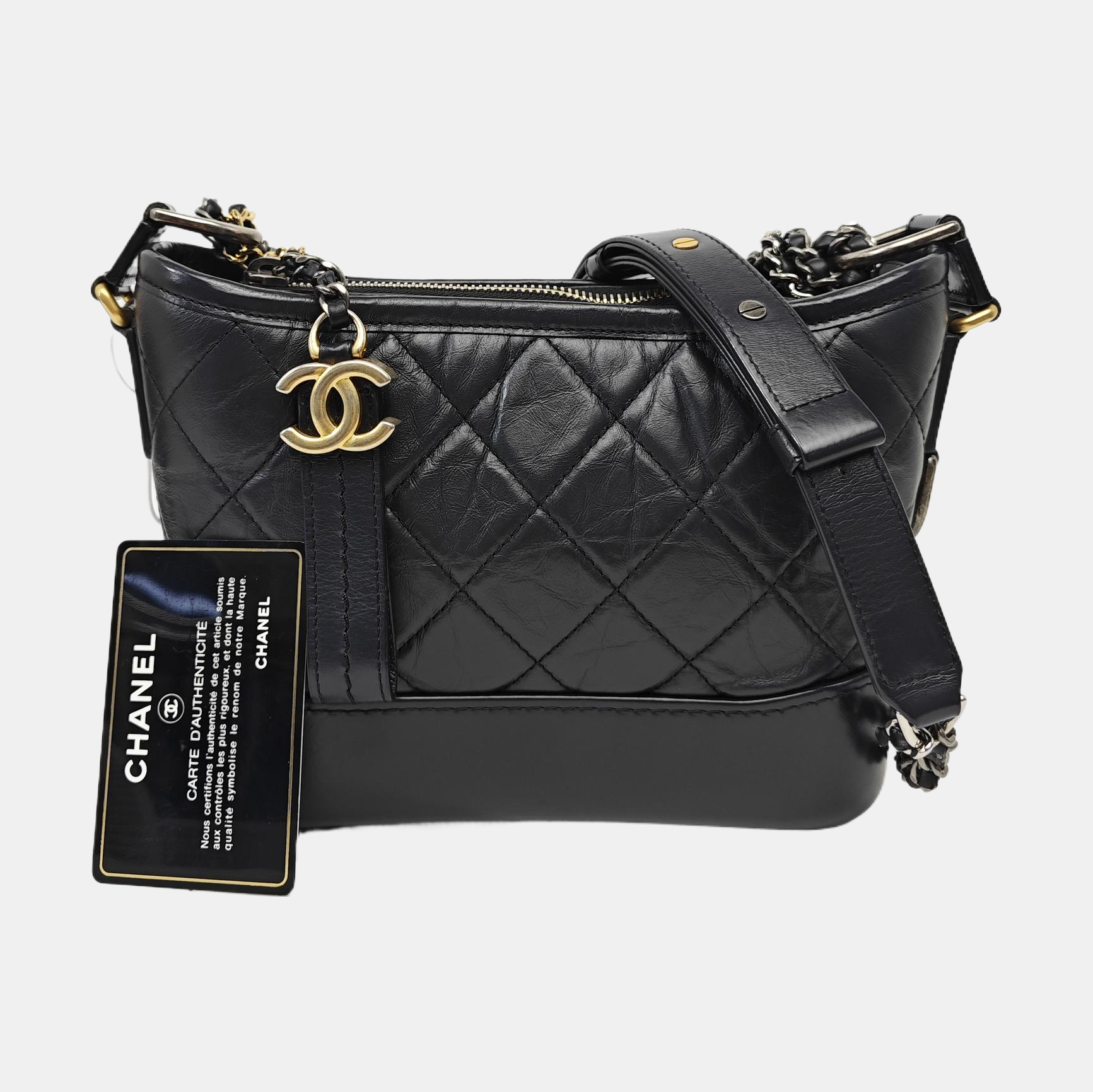 GABRIELLE Small Quilted Calfskin Gray