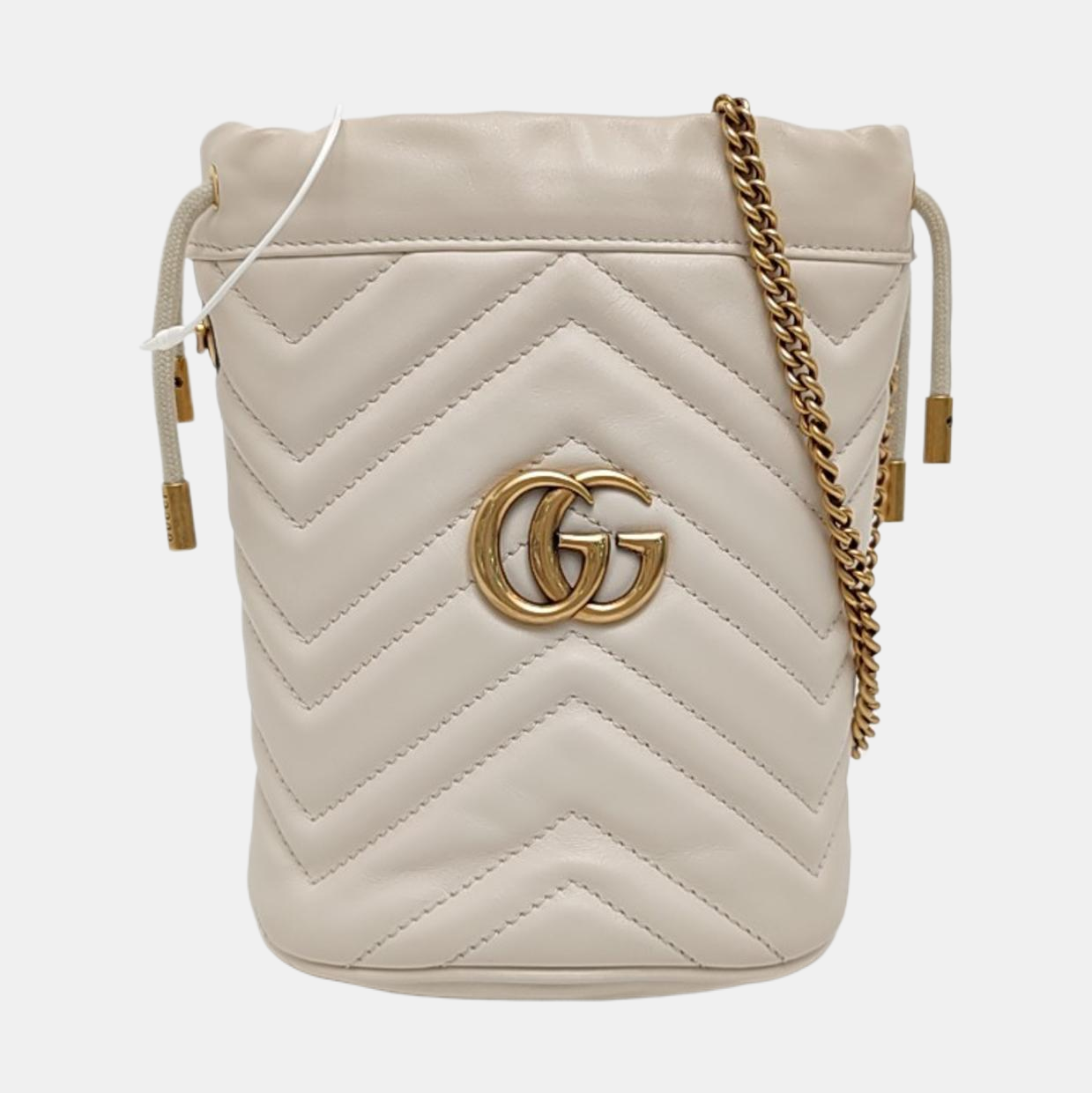 GG Marmont Mini Piel de Becerro Acolchada Blanca