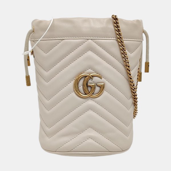 GG Marmont Mini Piel de Becerro Acolchada Blanca