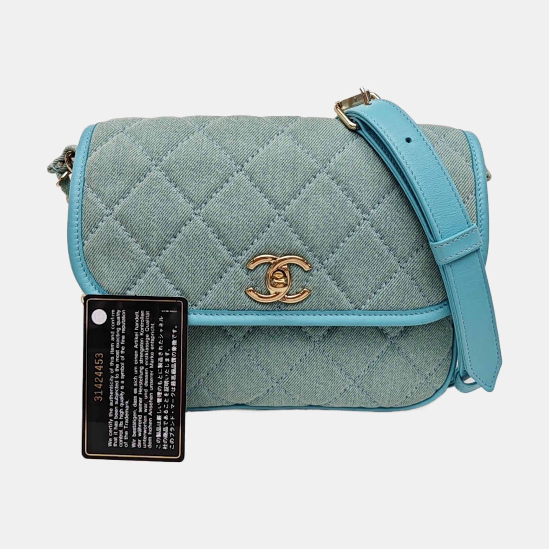 Quilted Denim Shoulder Bag Blue