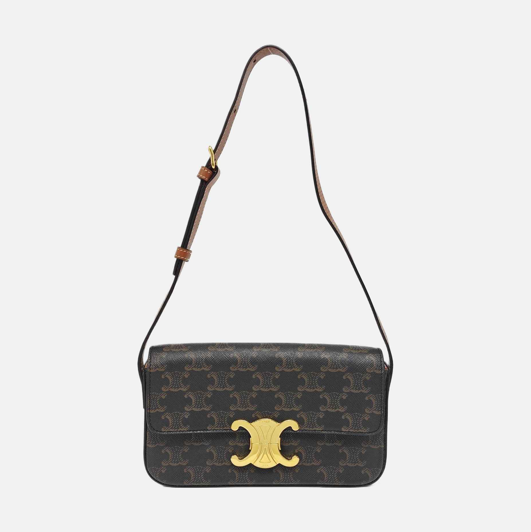 TRIOMPHE Small Coated Canvas Brown