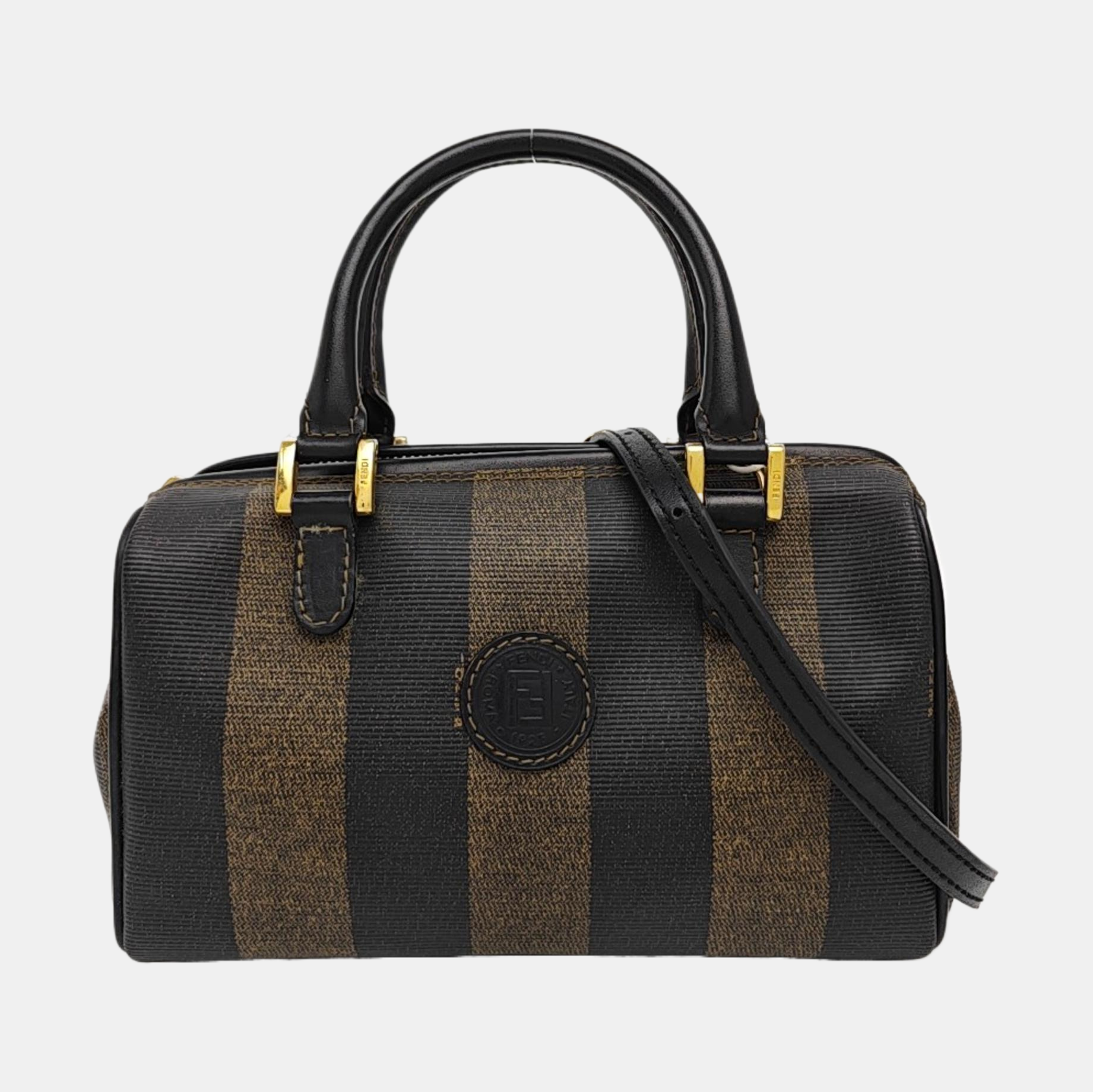 Coated Canvas Shoulder Bag Brown