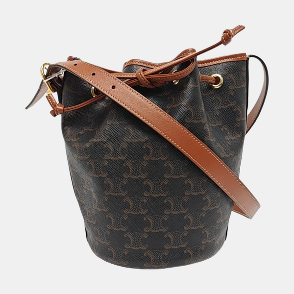 Authenticated pre-owned  TRIOMPHE CANVAS Small Coated Canvas Brown - Bucket Bag at Looply