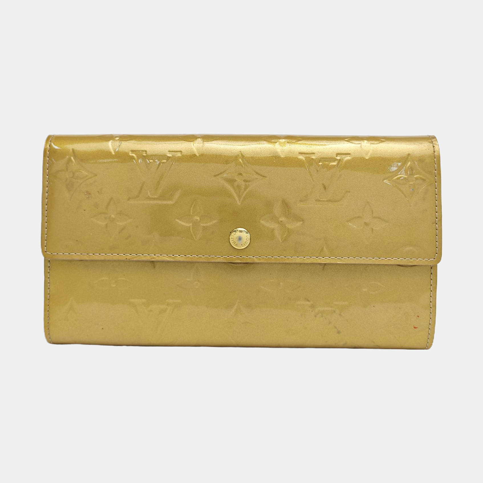 INTERNATIONAL Monogram Patent Leather Yellow Wallet