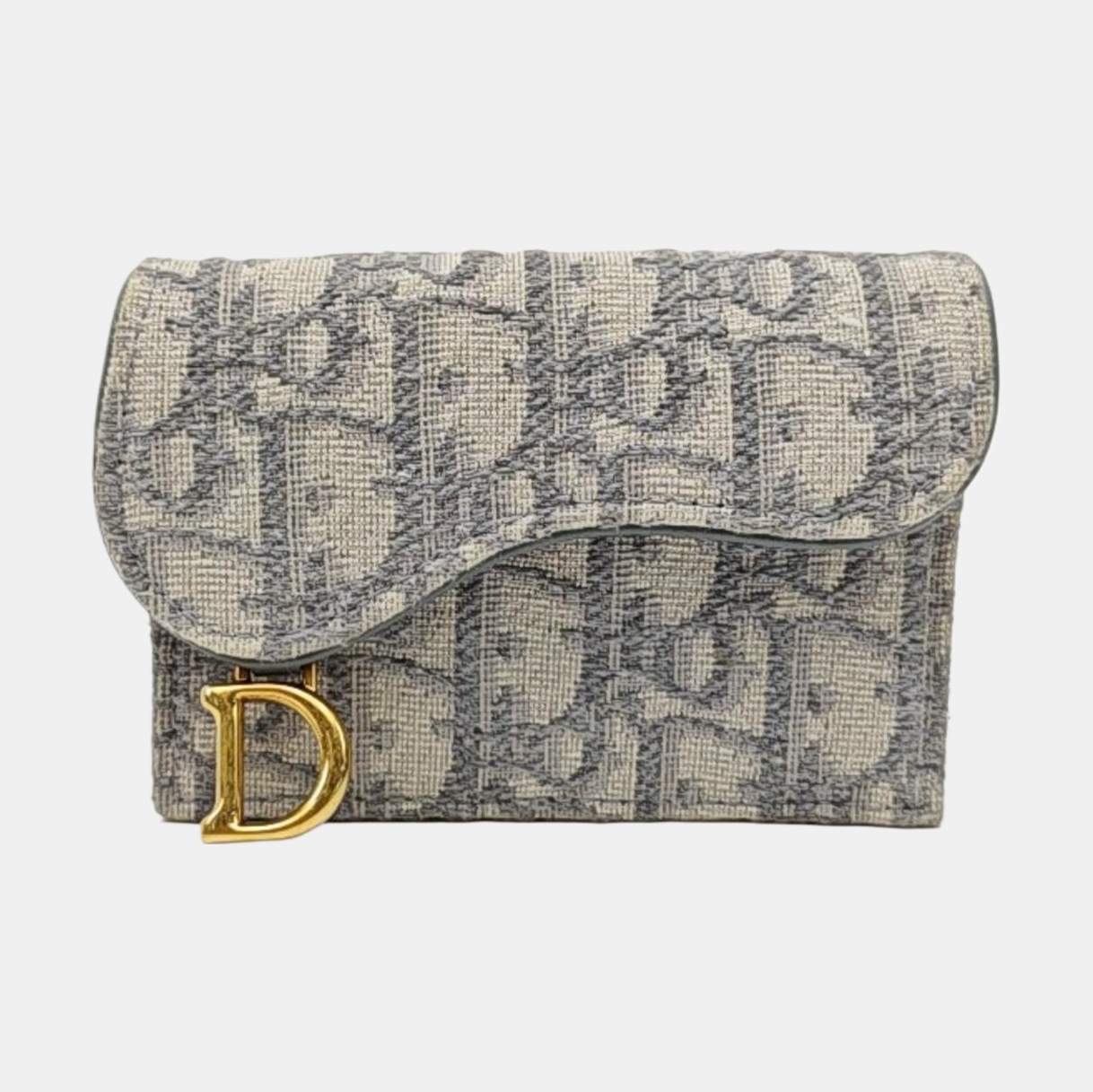 Saddle Mini Oblique Fabric Gray Card Holder