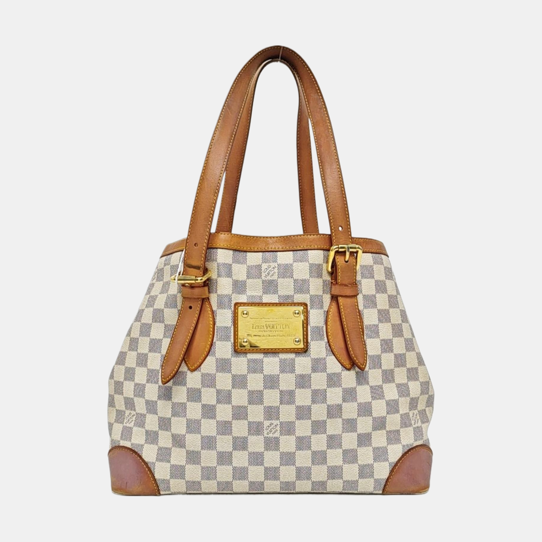 HAMPSTEAD MM Damier Azur Coated Canvas White