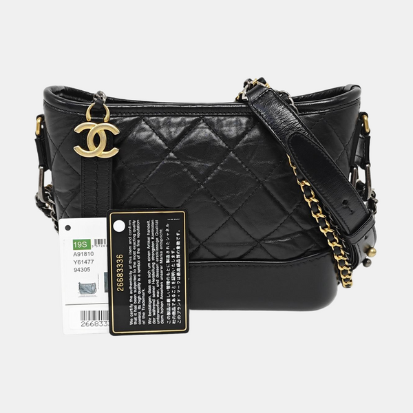 GABRIELLE Small Quilted Calfskin Black