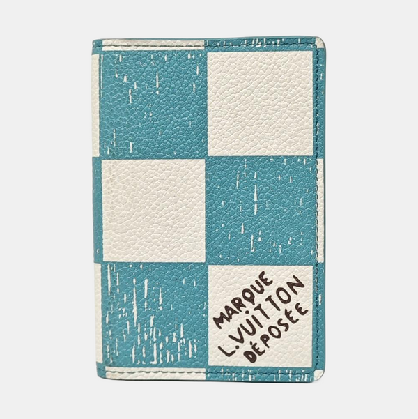 Damier Calfskin Card Holder Green