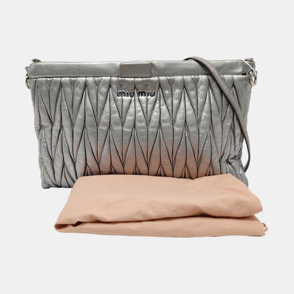Quilted Lambskin Shoulder Bag Silver