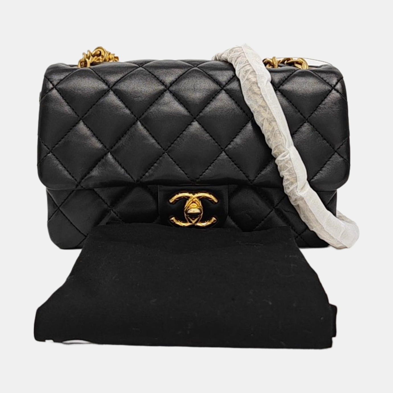 Quilted Lambskin Shoulder Bag Small Black
