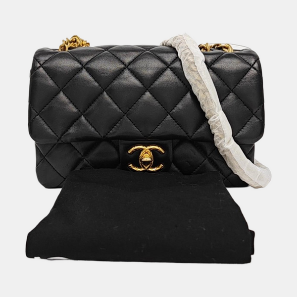 Quilted Lambskin Shoulder Bag Small Black