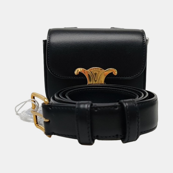 Authenticated pre-owned  TRIOMPHE Mini Calfskin Black - Belt Bag at Looply