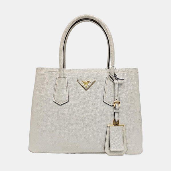 Double Medium Saffiano Calfskin White