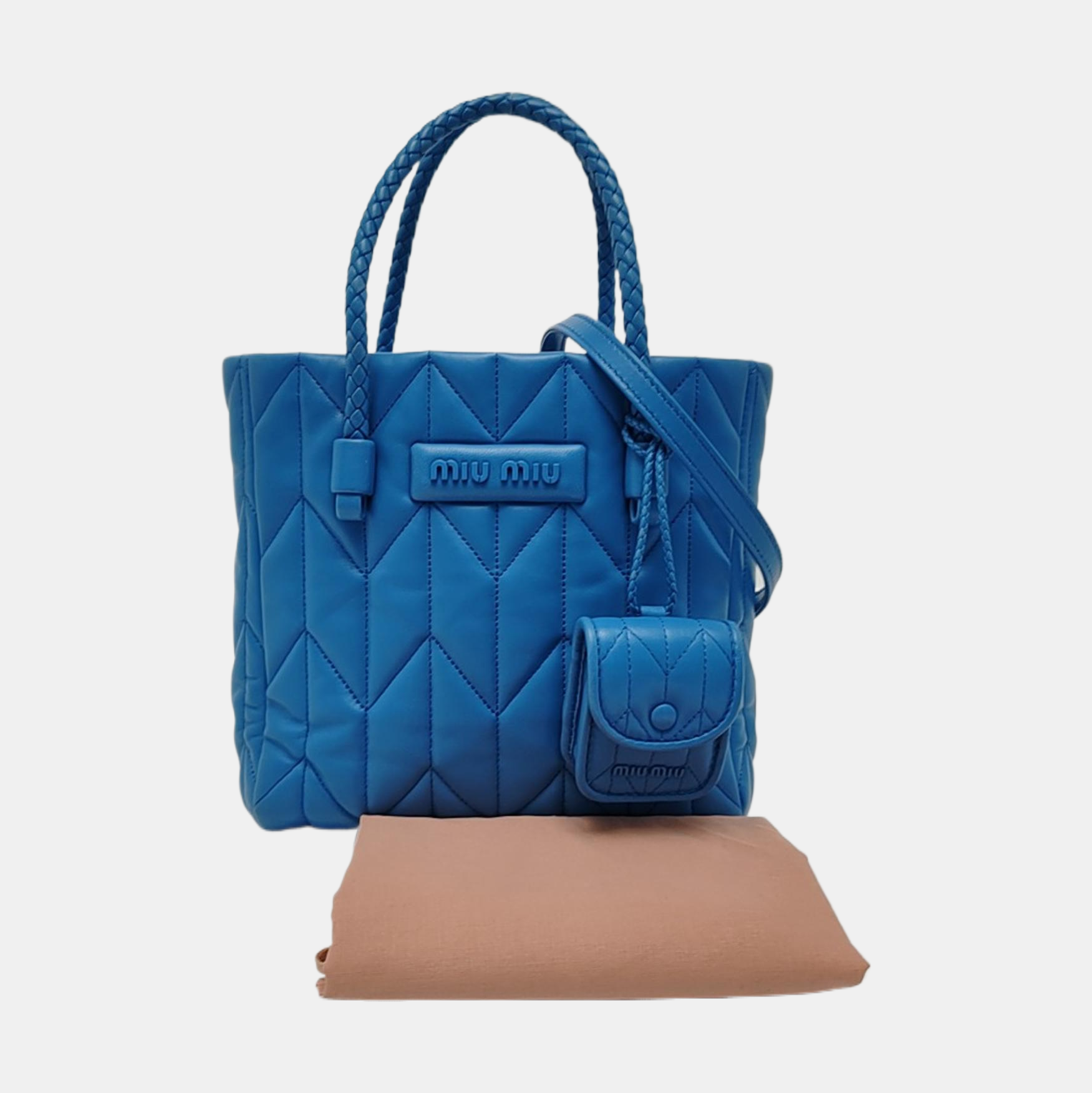 Bow Tote Small Quilted Lambskin Blue