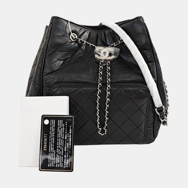 Quilted Calfskin Shoulder Bag Black