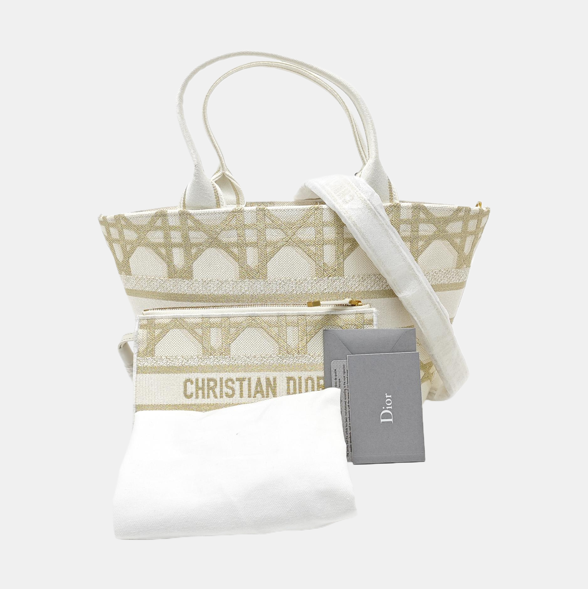 Cannage Canvas Tote Bag White