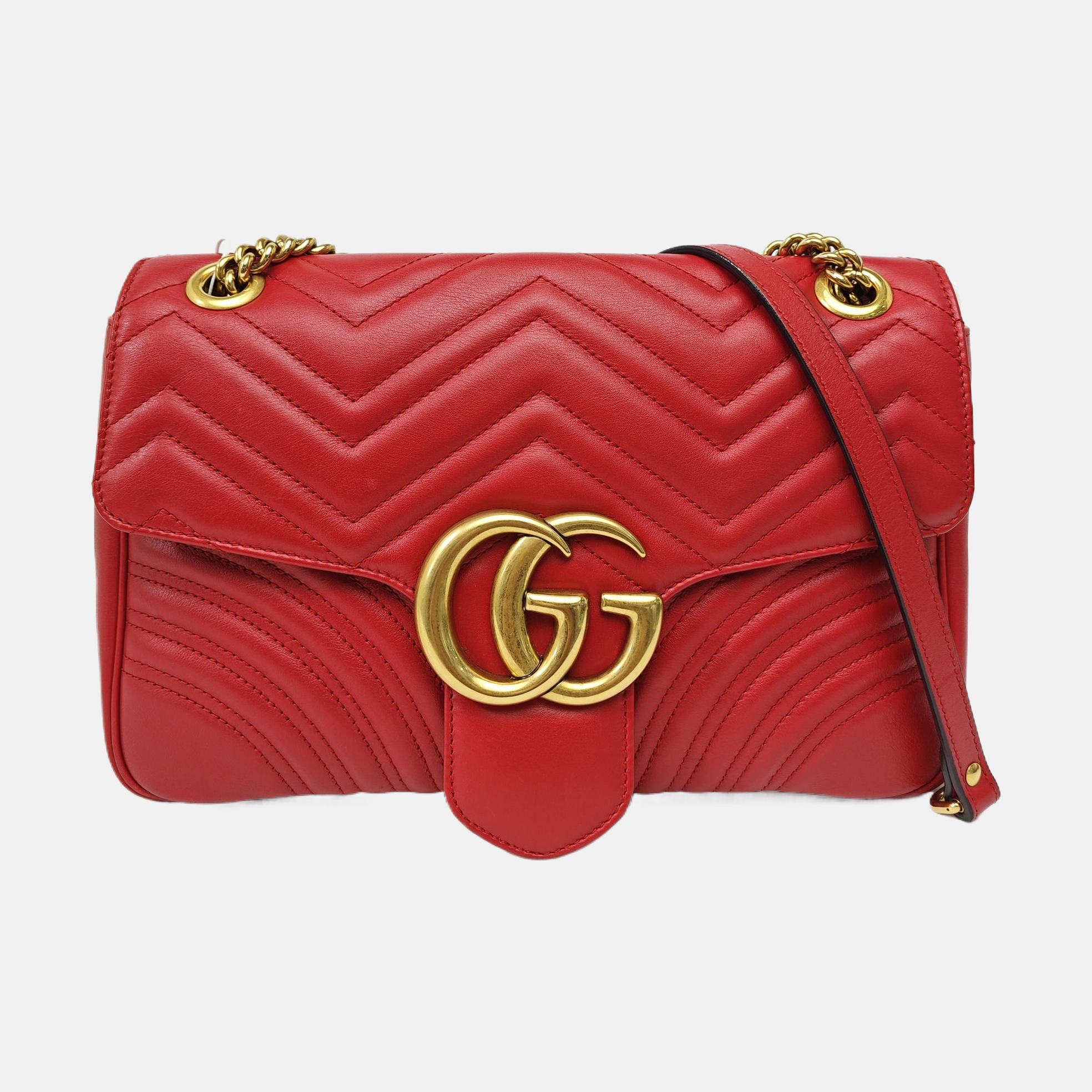 GG Marmont Large Quilted Calfskin Red