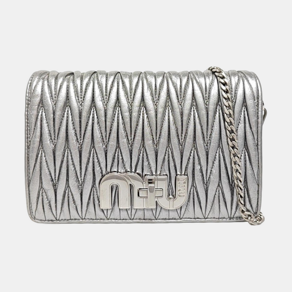 Quilted Lambskin Shoulder Bag Silver