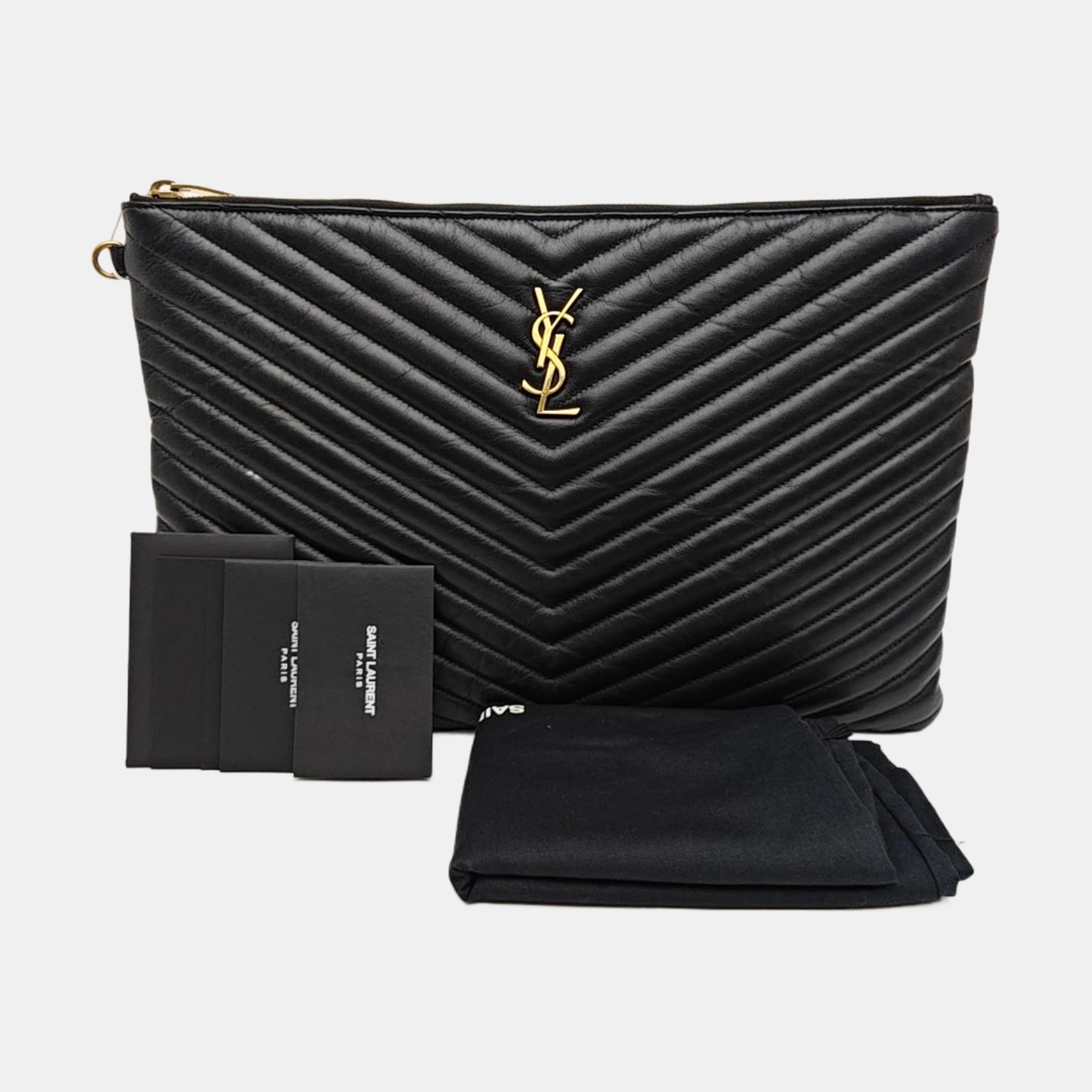 MONOGRAM Chevron Calfskin Black