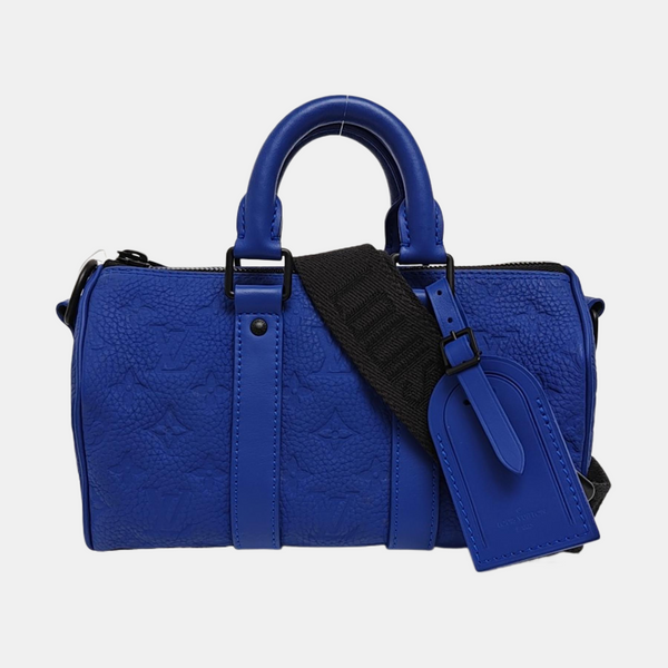 KEEPALL Monogram Calfskin Blue