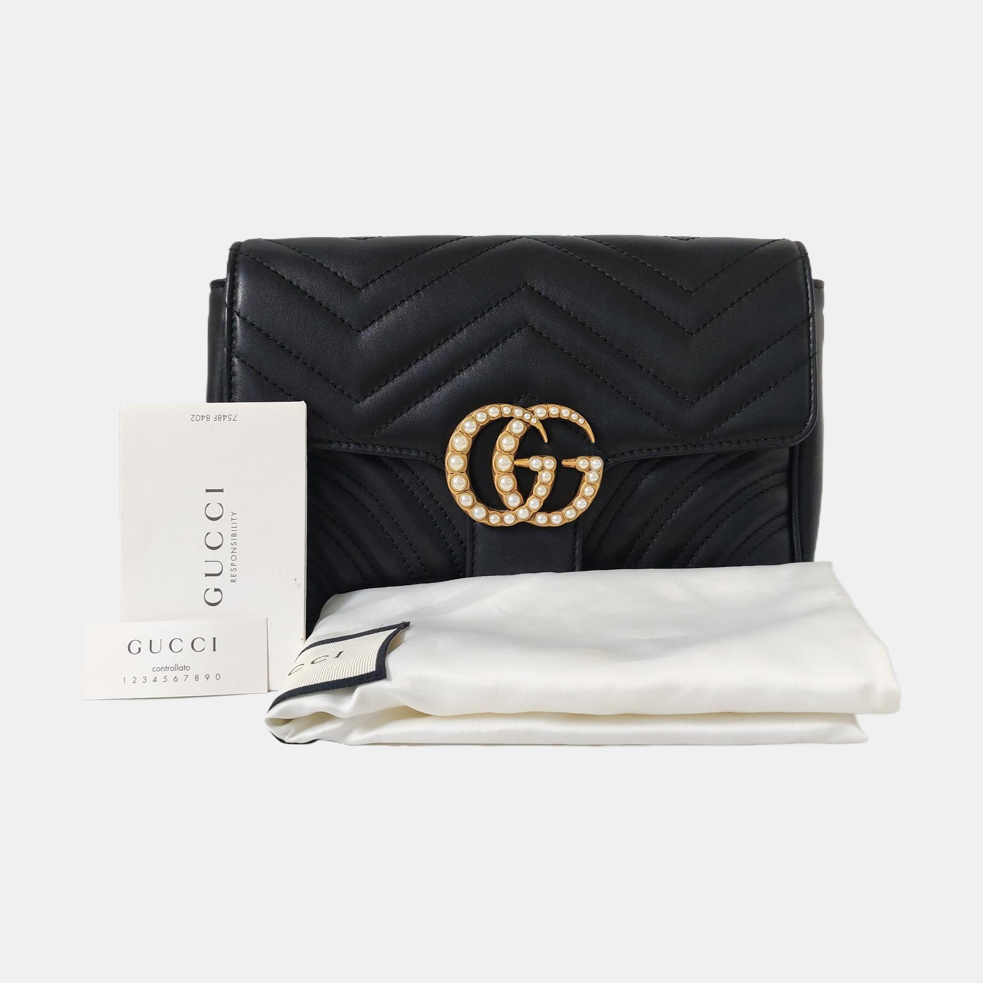 GG Marmont Small Quilted Calfskin Black