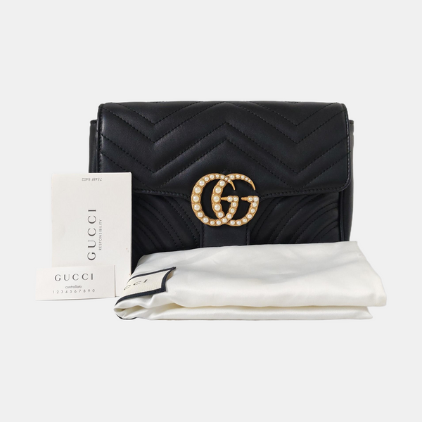GG Marmont Small Quilted Calfskin Black