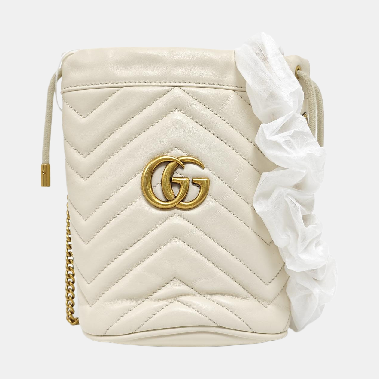 GG Marmont Mini Quilted Calfskin White