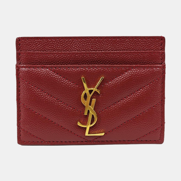 MONOGRAM Chevron Lambskin Red Card Holder
