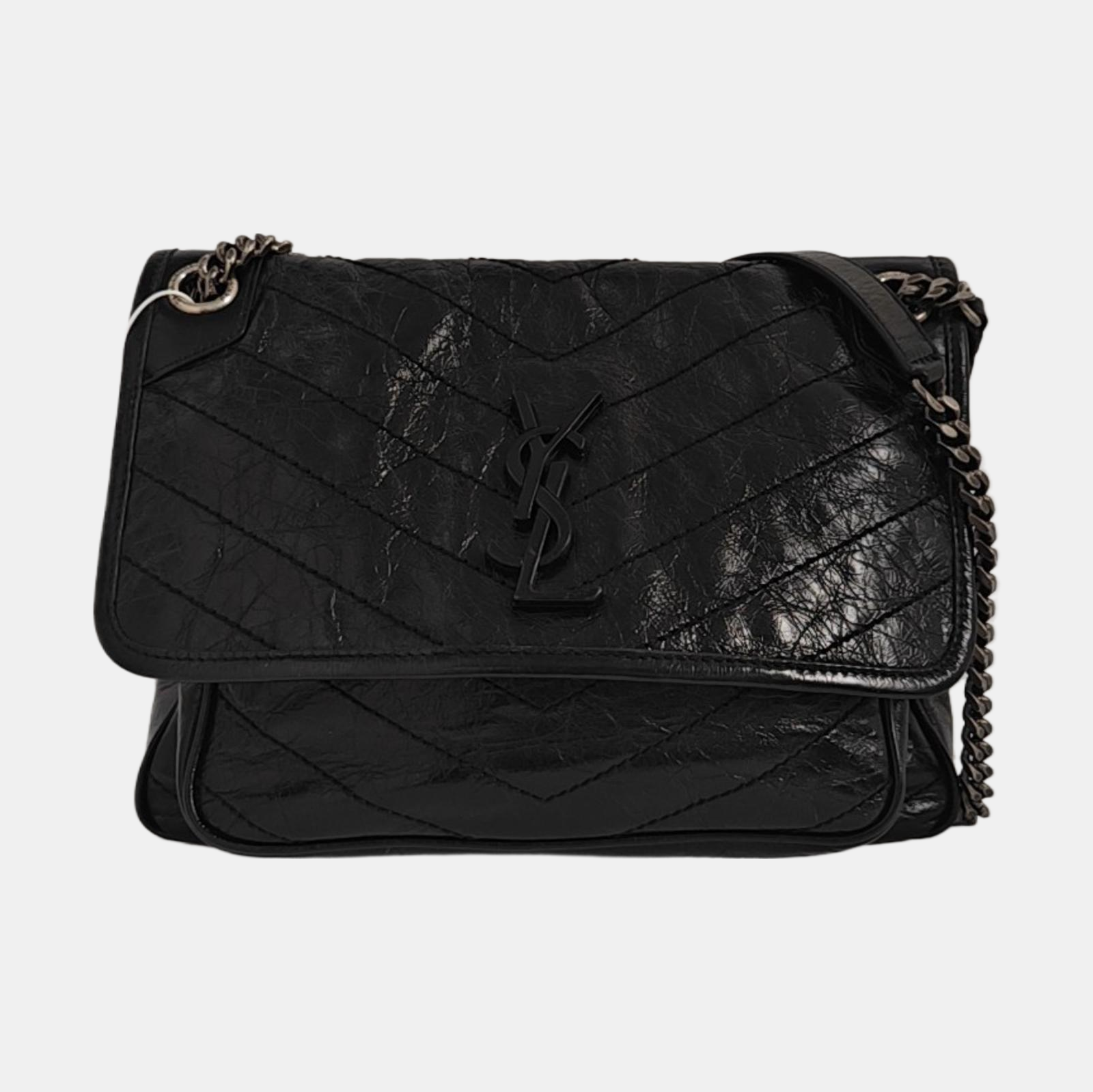 NIKI Medium Chevron Calfskin Black