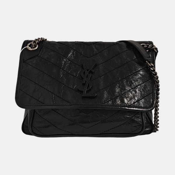 NIKI Medium Chevron Calfskin Black