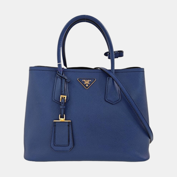 Double Large Saffiano Calfskin Blue